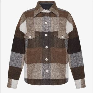 Anine Bing Bobbi Plaid Jacket Brown Espresso Med